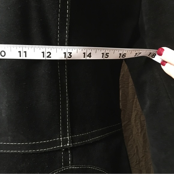 Vintage black suede trench coat white stitching. Historic Sears Roebuck & USA Co - Picture 7 of 16